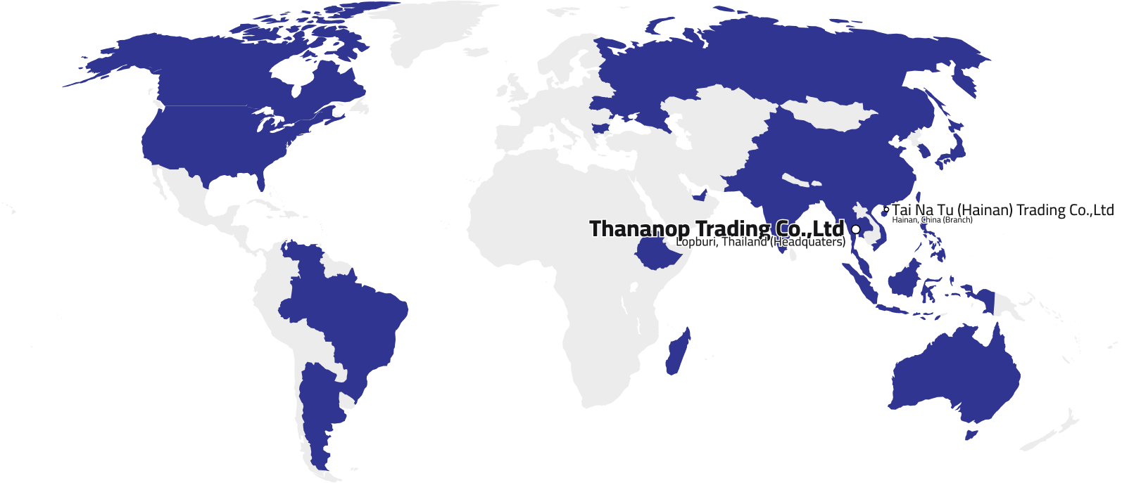 Thananop Trading maps of countries with operations